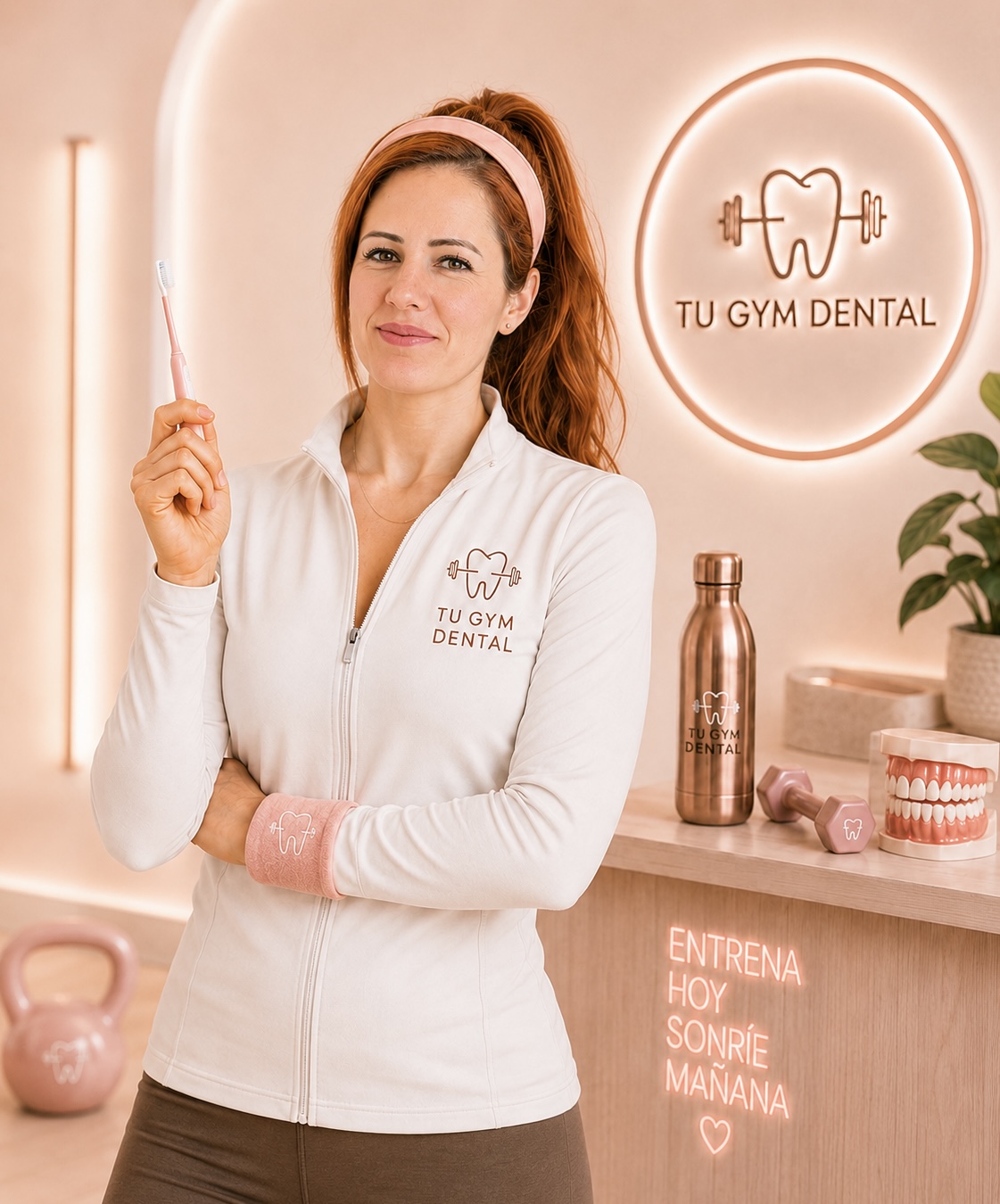 Entrenadora dental Tu Gym Dental con cepillo rosa